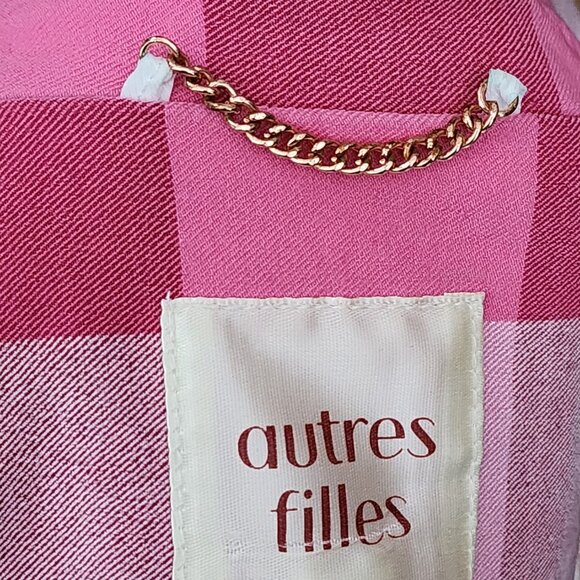 Autres Filles Pink Checks Stretch Single Button Blazer - Picture 4 of 6